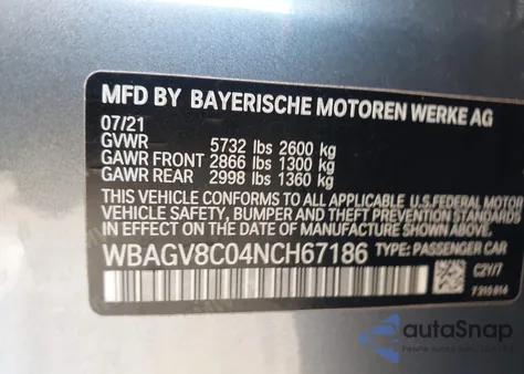 2022 BMW M850I Gtan Coupe xDrive z USA, uszkodzony, nr VIN WBAGV8C04NCH67186